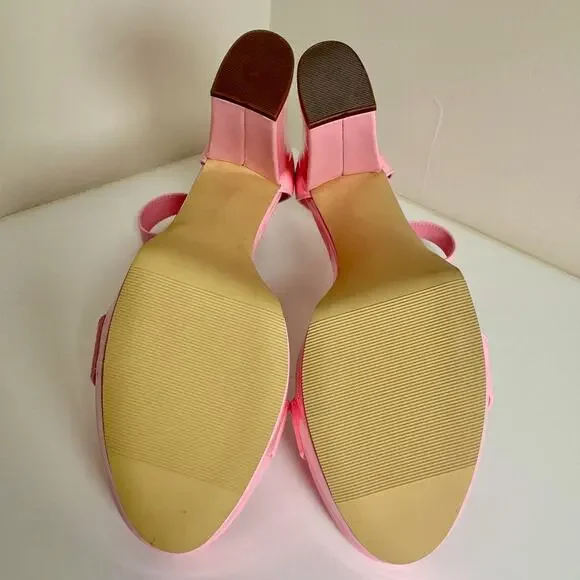 Madden Siren Pink Patent Platform Block Heel Sandals Women’s 8.5 Barbiecore - Picture 2 of 16